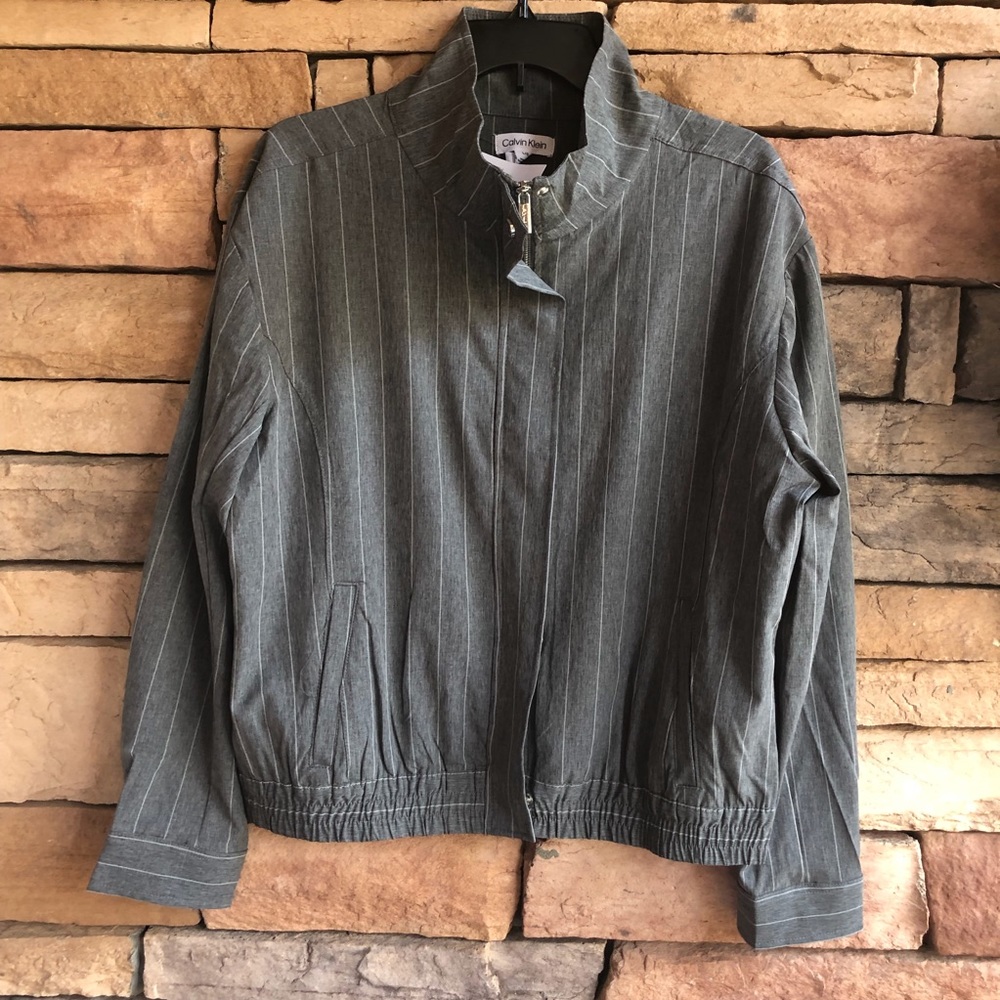 Calvin Klein grey pinstripe lightweight jacket L